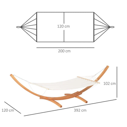 Garden hammock with wooden arc stand dimensions 392 x 120 x 102cm — GetHovr UK