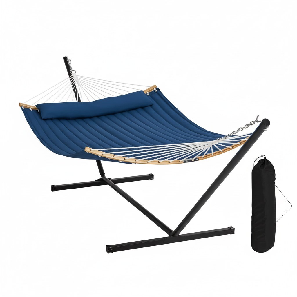 Double Hammock with Stand & Pillow