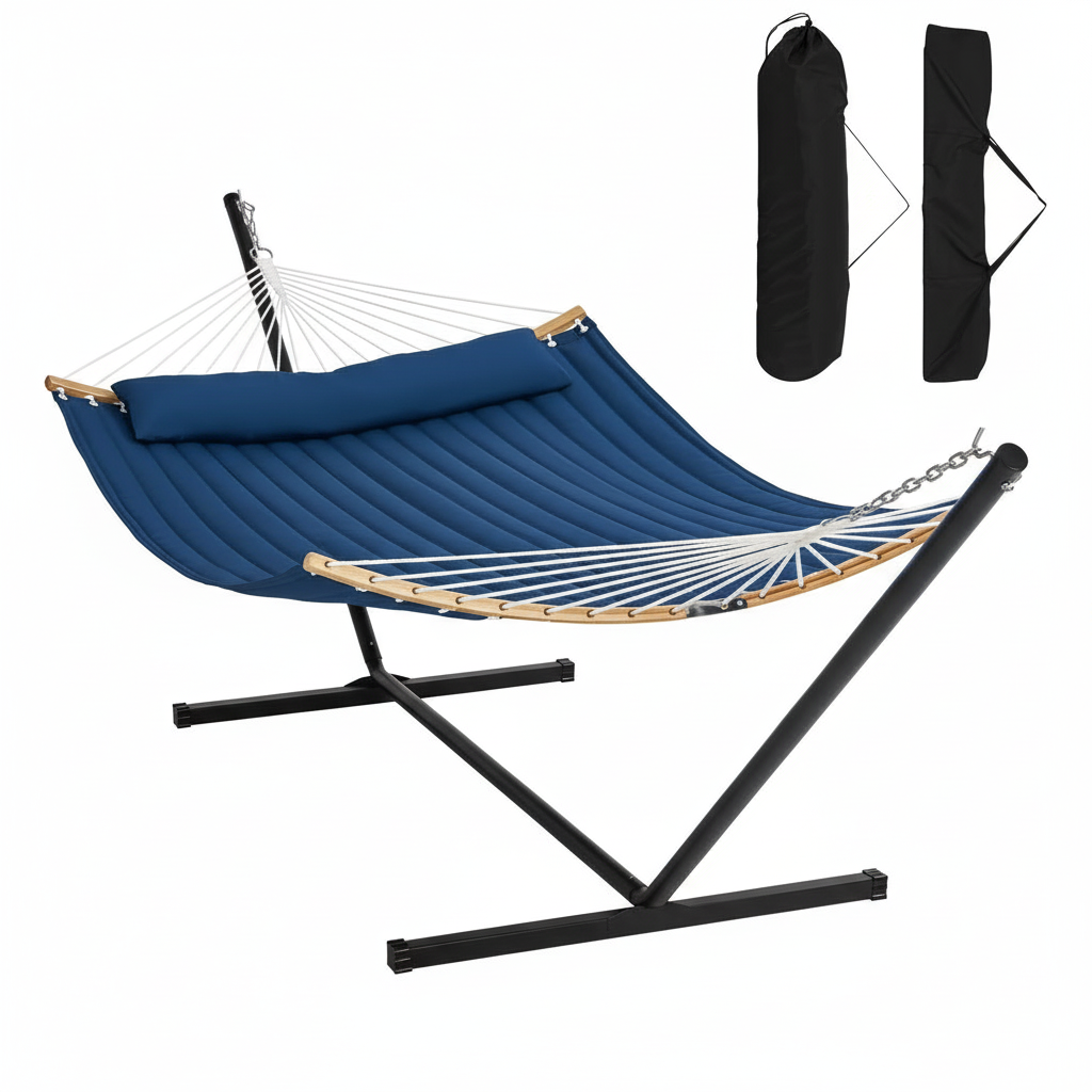 Double Hammock with Stand & Pillow