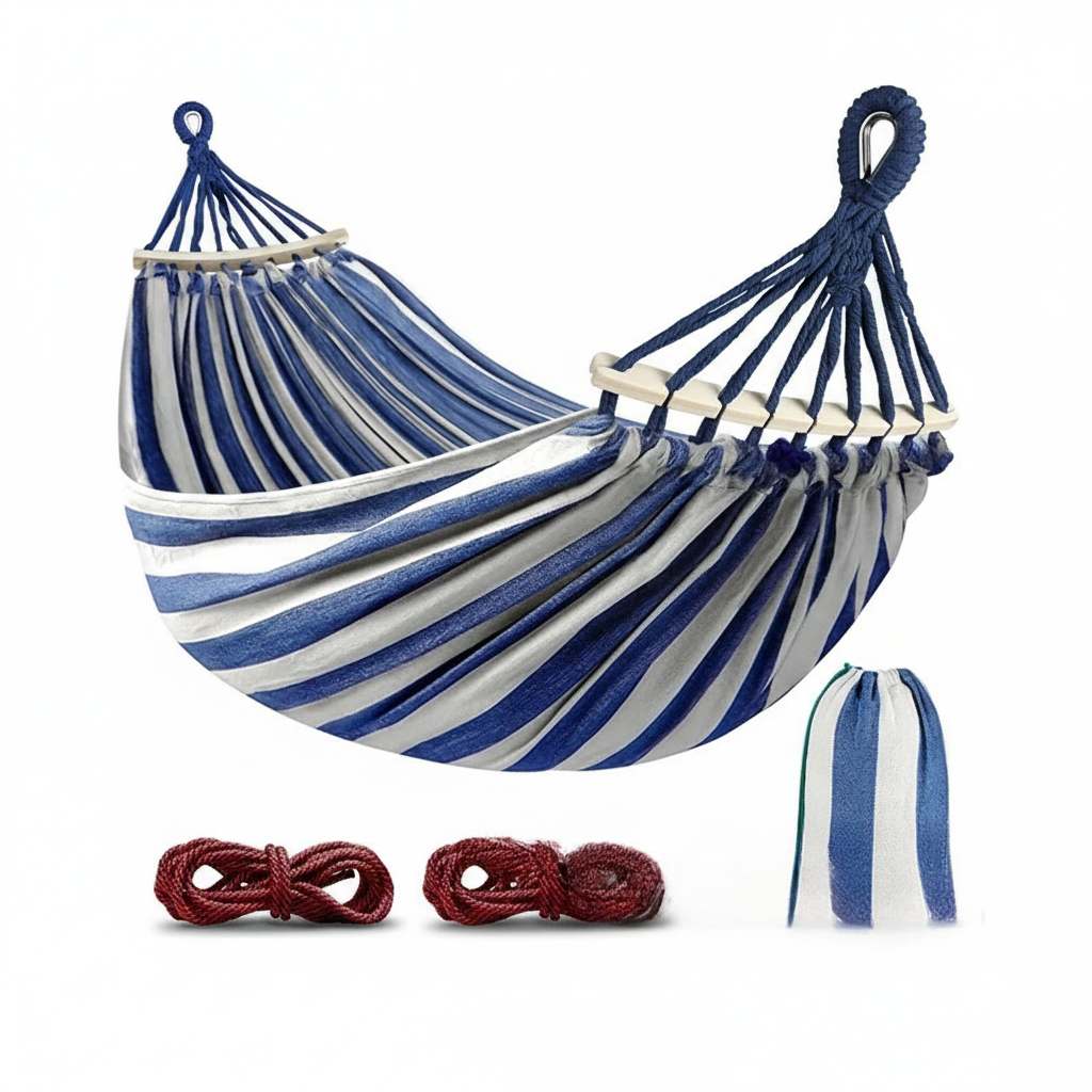 Double Canvas Hammock w/ Curved Poles