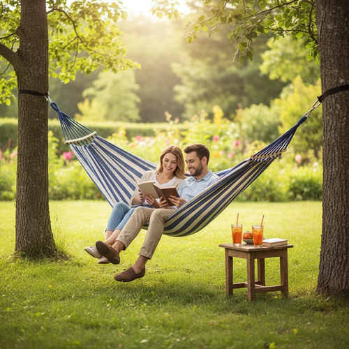 Double Canvas Hammock w/ Curved Poles